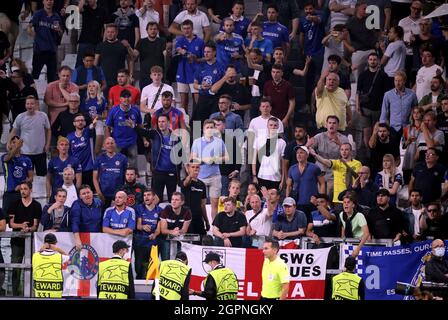 Chelsea unterstützt die UEFA Champions League, das Fußballspiel der Gruppe H zwischen Juventus FC und Chelsea FC am 29. September 2021 im Allianz Stadium in Turin, Italien - Foto Morgese-Rossini / DPPI Stockfoto