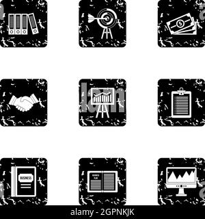 Finanz Icons Set, Grunge-Stil Stock Vektor