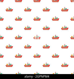 Cargo Schiff Muster, Cartoon-Stil Stock Vektor