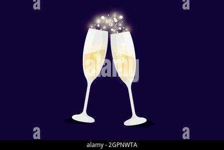 Gläser Champagner. Ein Glas Sekt. Sekt Stock Vektor