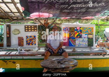 Gemeinschaftsveranstaltung für handwerkliche Fischerei, Piritininga Beach, Rio de Janeiro, Brasilien Stockfoto