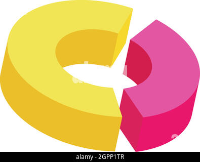 Kreis gliedert sich in zwei Teile, Symbol, Cartoon Stil Stock Vektor