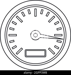 Tacho oder Gauge Symbol, Umriss-Stil Stock Vektor