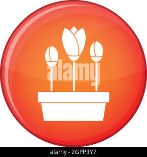Tulpen im Feld Symbol, flachen Stil Stock Vektor