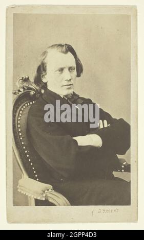 Brahms-Porträt, 1862/80. Albumendruck (carte-de-visite). Stockfoto