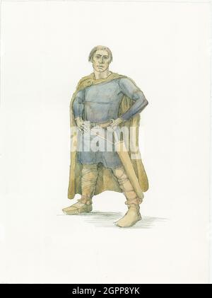 King Harold, C1066 (2015). Eine Rekonstruktion Illustration aus Battle Abbey, East Sussex. Stockfoto