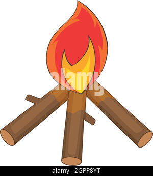 Brennenden Lagerfeuer Symbol, Cartoon-Stil Stock Vektor