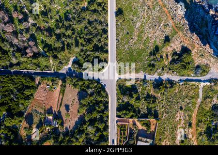 Malta, Mellieha, Luftansicht der Straße Stockfoto