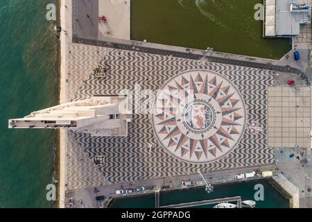 Portugal, Lissabon, Ansicht des Denkmals der Entdeckungen von oben Stockfoto