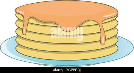 Stapel Pfannkuchen Symbol, Cartoon Stil Stock Vektor