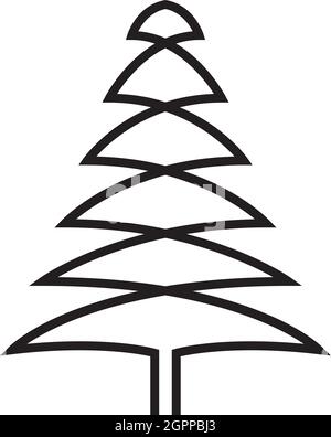 Kontinuierliche Linienzeichnung der Kiefer. Tannenbaum. Schwarz isoliert auf weißem Hintergrund. Handgezeichnete vektorgrafik weihnachtsbaum Stock Vektor
