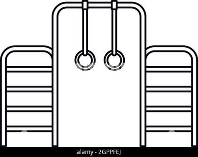 Gymnastik-Ringe und Leiter Symbol, Umriss-Stil Stock Vektor