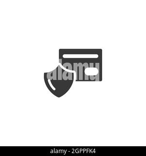Sichere Zahlung. Kreditkarte und Sicherheitsschild. Isoliertes Symbol. Commerce Glyphe Vektor Illustration Stock Vektor