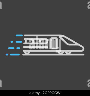 Flaches Vektorsymbol für Hochgeschwindigkeitszüge auf dunklem Hintergrund Stock Vektor