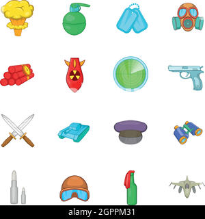 Krieg Icons Set, Cartoon-Stil Stock Vektor