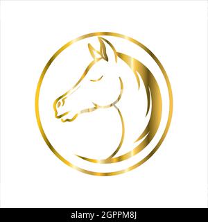 Pferd für Logo. Pferdekopf fortlaufende einzeilige Zeichnung, Karte, Banner, Poster, Flyer. Vektor, Illustration Stock Vektor