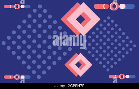 Abstraktes Design von Box und Kreis auf blau gepunktetem Hintergrund Stock Vektor