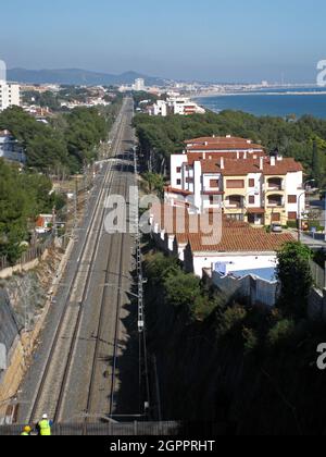 Spaniens Region Tarragona: Die Küstenlinie zwischen den Städten Tarragona und Barcelona Stockfoto