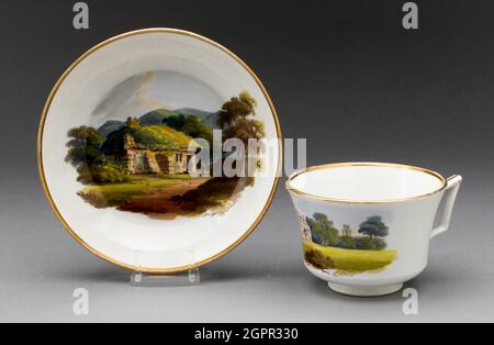 Tasse und Untertasse, Burslem, c. 1815. Stockfoto