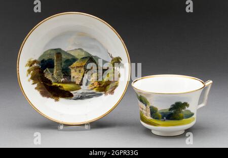 Tasse und Untertasse, Burslem, c. 1815. Stockfoto