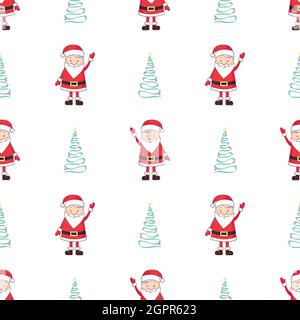 Cartoon Weihnachtsmann Gesicht nahtlose Muster Hintergrund Urlaub Vektorgrafik Stock Vektor