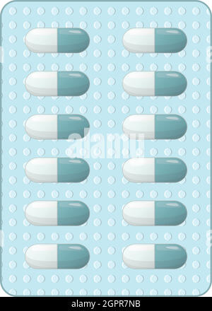Tabletten in einem Blister-Symbol, Cartoon-Stil Stock Vektor