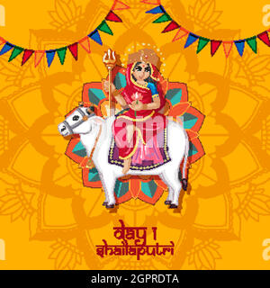 Navaratri Poster Design mit Göttin Stock Vektor