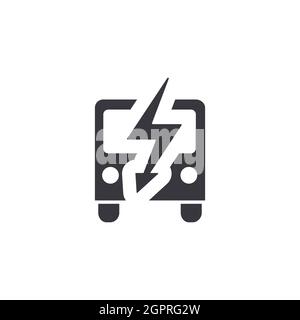 Elektrobus, Silhouette von vorne, einfaches schwarzes Symbol auf Weiß isoliert Stock Vektor