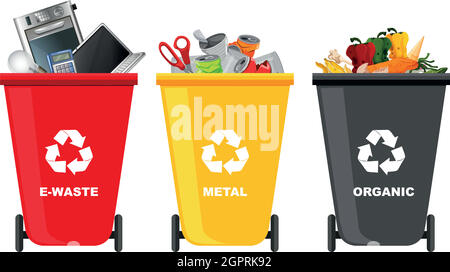 Satz aus verschiedenen Mülleimern Stock Vektor