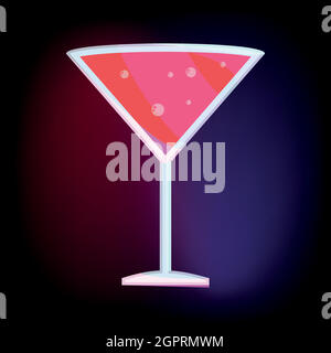 Martini-Glas mit roten cocktail Symbol Cartoon-Stil Stock Vektor