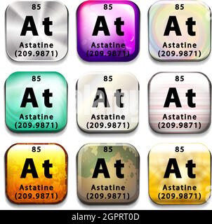 Ein Symbol mit dem chemischen Element Astatin Stock Vektor