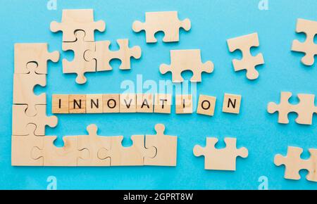 Draufsicht Sortiment mit Innovationselementen Stockfoto
