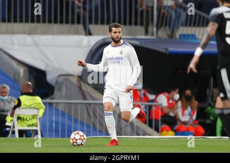 Madrid, Spanien. September 2020. Nacho (Real) Fußball/Fußball : UEFA Champions League Group Stage Gruppe-D-Spiel zwischen Real Madrid CF 1-2 FC Sheriff Tiraspol im Estadio Santiago Bernabeu in Madrid, Spanien . Quelle: Mutsu Kawamori/AFLO/Alamy Live News Stockfoto