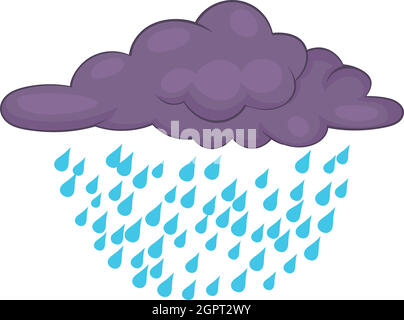 Wolken und Regen-Symbol, Cartoon-Stil Stock Vektor