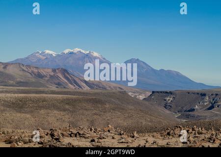 Landschaft des Reserva Nacional Salinas y Aguada Blanca Reservats, Peru Stockfoto