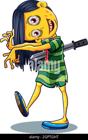 Ein Mädchen Zombie-Charakter Stock Vektor