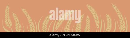 Horizontales Banner mit cerael Silhouetten. Dekoratives Blumenposter. Vektorgrafik. Stock Vektor