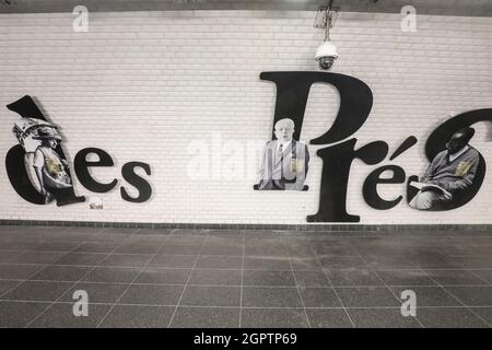 DER U-BAHNHOF SAINT GERMAIN DES PRES EHRT SEINE KÜNSTLER IN PARIS Stockfoto