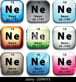 Das chemische Element Neon Stock Vektor
