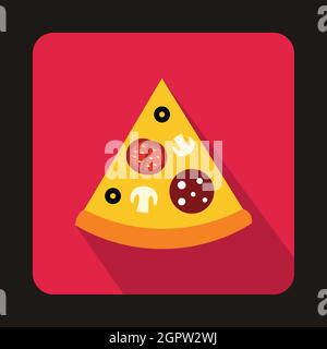 Stück Pizza von Piicon in flachen Stil Stock Vektor