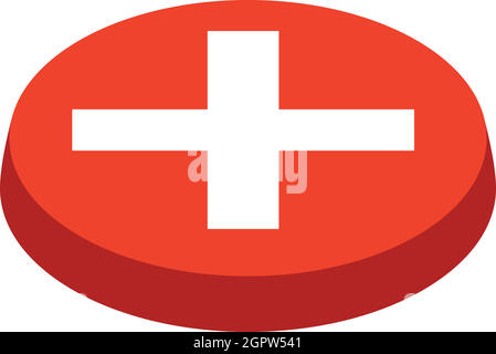 Abbrechen-Button-Symbol, isometrischen 3d Stil Stock Vektor