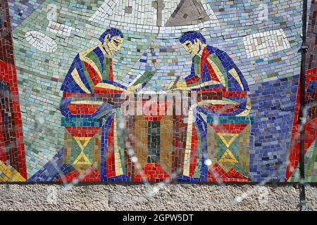 Sowjetisches Mosaik in Chisinau in Moldawien Stockfoto