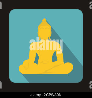 Statue von Buddha sitzt im Lotus-Pose-Symbol Stock Vektor