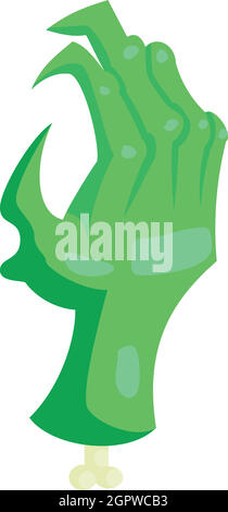 Zombie-grünes Monster Handsymbol, Cartoon-Stil Stock Vektor