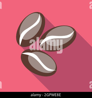 Kaffeebohnen-Symbol, flachen Stil Stock Vektor