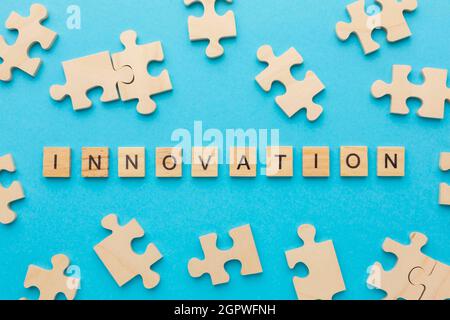 Draufsicht Sortiment mit Innovationselementen Stockfoto