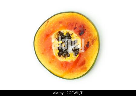 Leckere gegrillte Papaya isoliert auf weißem Hintergrund. Stockfoto