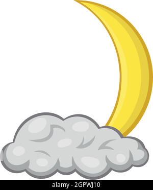 Sichelförmige Mond und Cloud-Symbol, Cartoon-Stil Stock Vektor