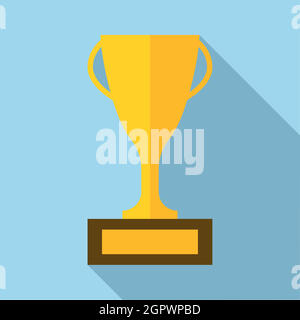 Goldene Trophäe Pokal-Symbol im flachen Stil Stock Vektor