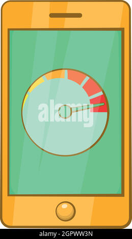 Batterieanzeige auf Telefon-Symbol, Cartoon-Stil Stock Vektor